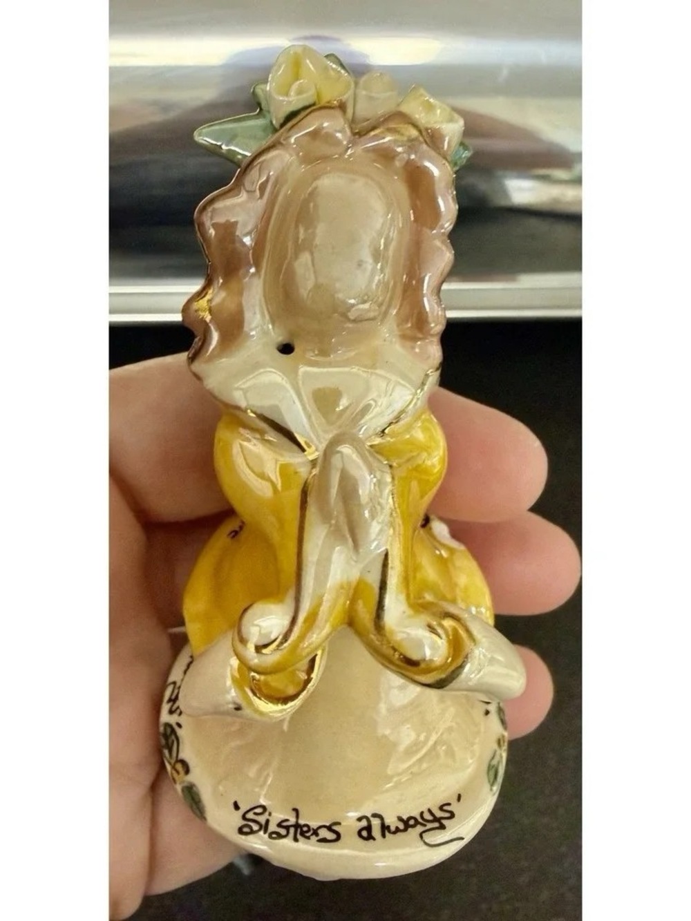Yellow 'Sisters Always' Ceramic Figurine - Decorative Holiday Accent